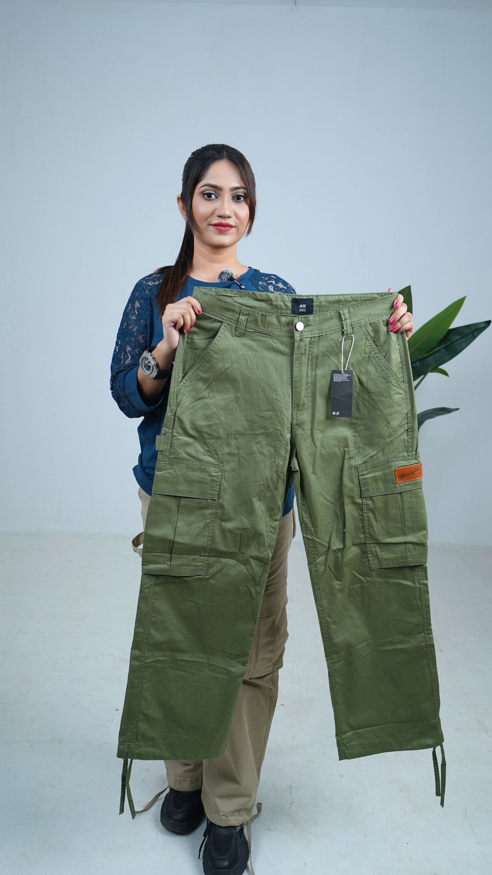 Ladies Baggy Cargo Pants-(Olive). Code-3001